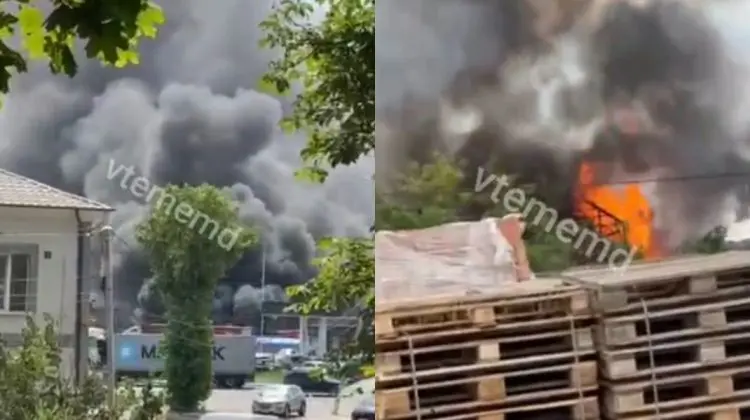 Din nou incendiu pe strada Lunca Bâcului din Chișinău. Arde gunoiul de pe teritoriul unei întreprinderi