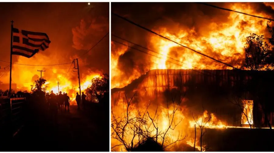 Incendiu de proporții lângă Salonic: Două fabrici distruse, locuitorii sunt sfătuiți să rămână în case