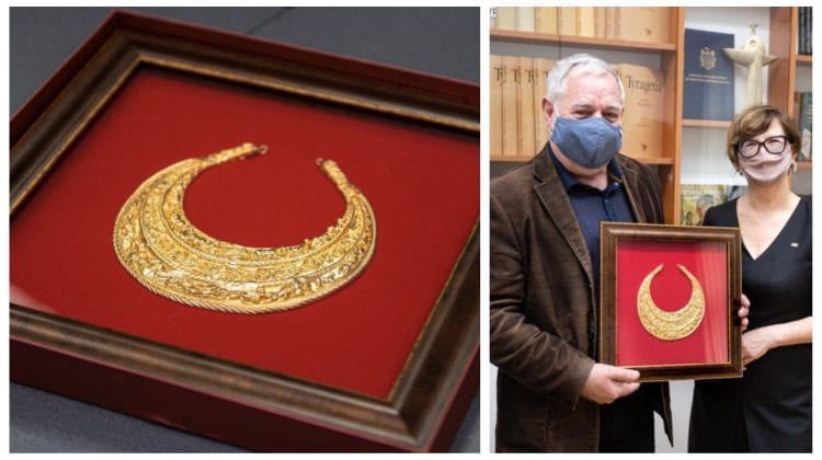Cadou valoros făcut de Zelenski Maiei Sandu, un colier din aur de peste un kilogram, dăruit Muzeului de Istorie