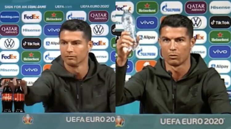 VIDEO Ronaldo, la o conferință pre-meci, a fost enervat la culme de două sticle cu Coca Cola!