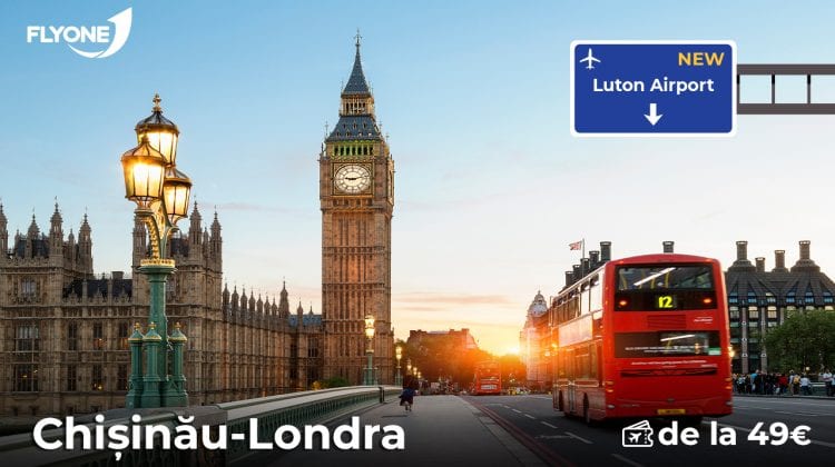 FLYONE lansează zboruri directe spre orașul Luton, Londra de la 49 EURO!