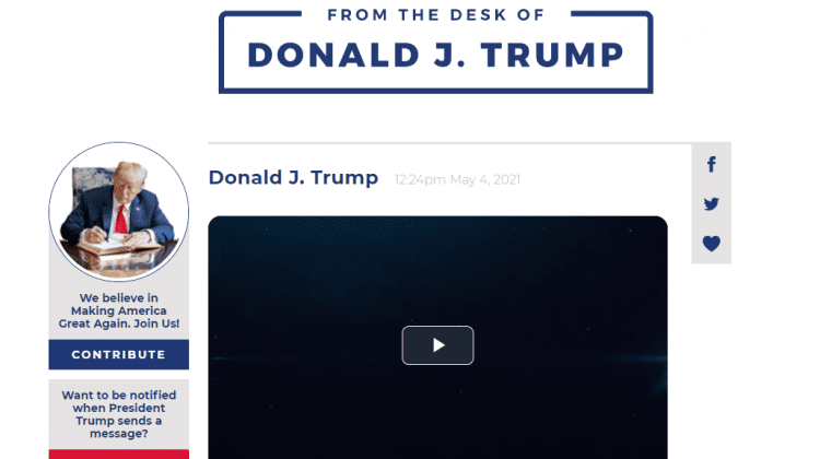 Cu o zi înainte ca Facebook să decidă dacă îl blochează definitiv, Donald Trump își lansează un nou site de comunicare