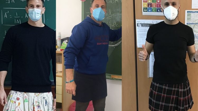 În Spania, profesorii de sex masculin poartă fuste, în apărarea unui elev care a fost abuzat pentru hainele sale