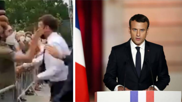 (VIDEO) Incredibil! Momentul în care președintele Emmanuel Macron a primit o PALMĂ peste față de la un cetățean