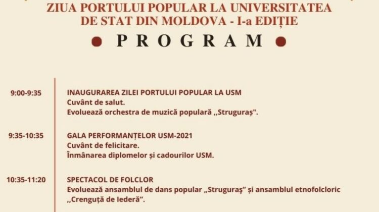 Ziua Portului Popular la Universitatea de Stat din Moldova! Ce evenimente a pregătit echipa USM pentru această duminică