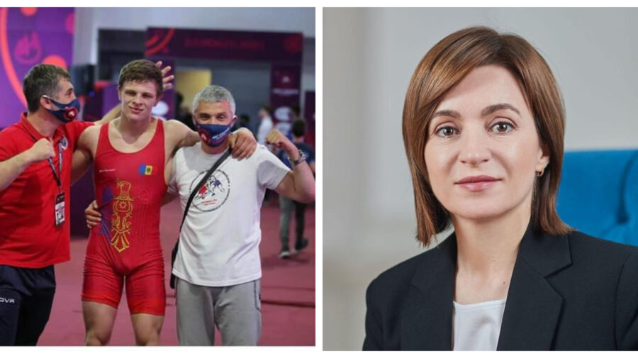 Maia Sandu îl felicită pe luptătorul Alexandru Solovei. A adus Moldovei o victorie importantă