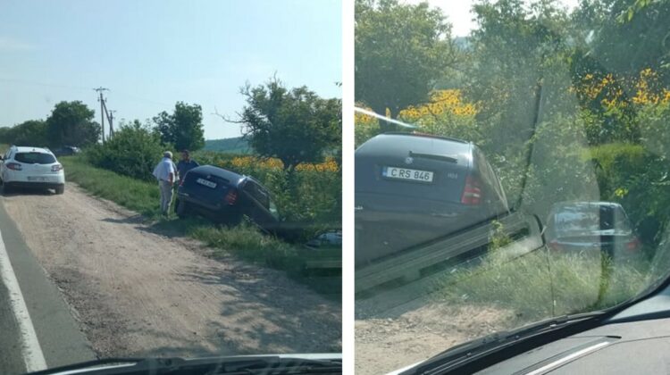 FOTO A „zburat” de pe șosea, într-un câmp. Un accident matinal s-a produs pe șoseaua Balcani