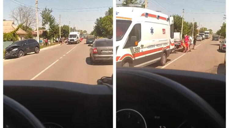 VIDEO Accident la Chirsova. Șoferul și pasagerul aflați într-un FORD au fost răniți