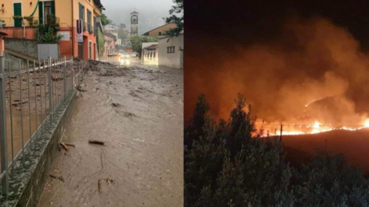 FOTO Vreme EXTREMĂ în Italia: Este lovită de inundații în nord și de incendii în sud
