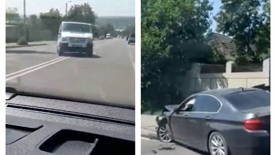 VIDEO Impact șocant la Peresecina! Un automobil a rămas fără roți după lovitură