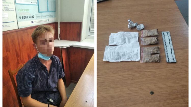 FOTO Cu patru pachețele de substanțe interzise în buzunar. Un minor din Capitală, condus la inspectorat