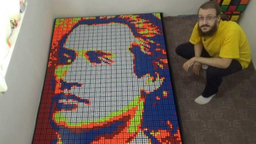 VIDEO Impresionant! Cum arată portretul lui Mihai Eminescu creat din 720 cuburi Rubik