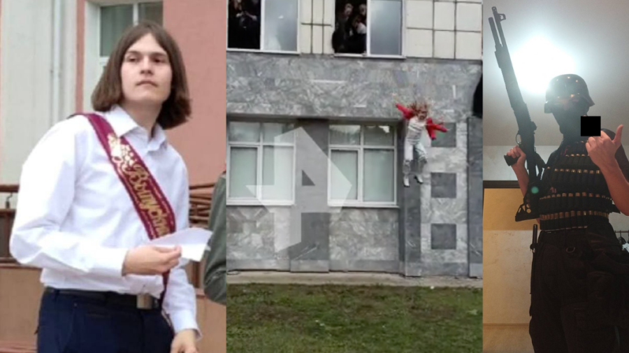 VIDEO +18 Momentul în care tânărul care a ucis 8 oameni într-o universitate din Perm este împușcat. A rămas în viață