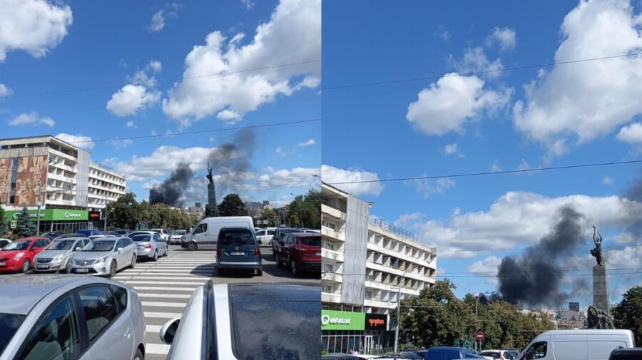 VIDEO Fum NEGRU deasupra Capitalei! A izbucnit un incendiu chiar în centrul orașului