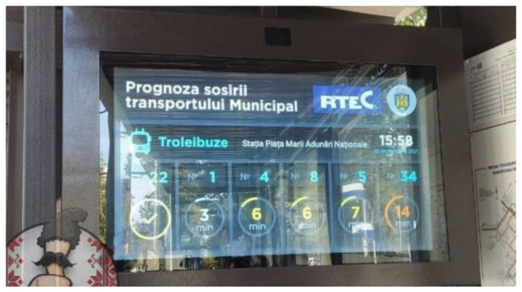 BANI.MD: La o stație de așteptare din Capitală a apărut un panou electronic, ce indică timpul sosirii transportului