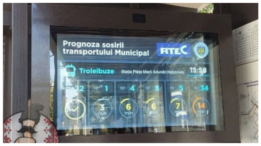 BANI.MD: La o stație de așteptare din Capitală a apărut un panou electronic, ce indică timpul sosirii transportului