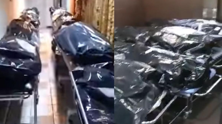 VIDEO La morga unui spital, morții de COVID nu mai au loc în frigidere! Zona este plină de cadavre puse în saci