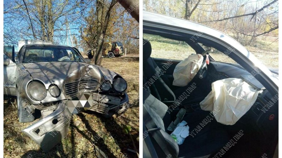 FOTO O mașină s-a tamponat într-un copac, în stânga Nistrului. Un copil minor și părinții lui, transportați la spital