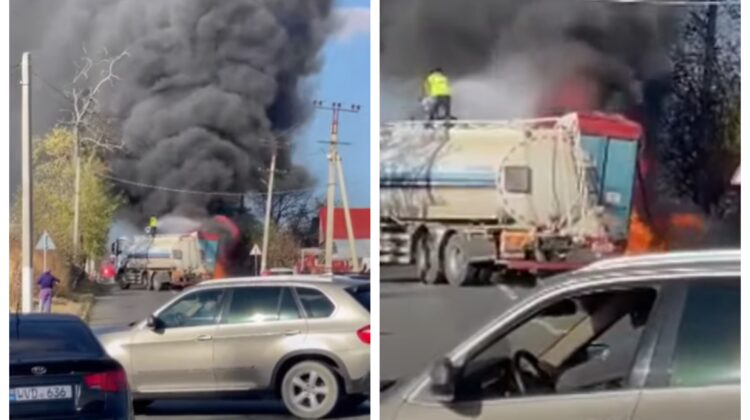VIDEO Fum negru și flăcări violente pe un traseu din țară. Ce s-a întâmplat