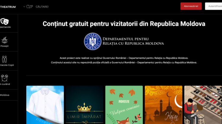 Platforma E-Theatrum oferă copiilor din Republica Moldova acces ONLINE și GRATUIT la spectacole de teatru și povești