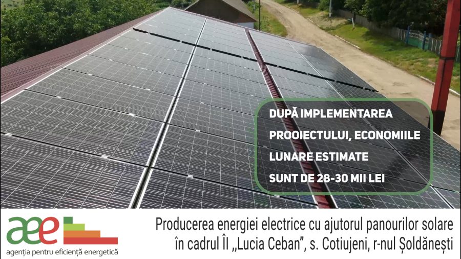 VIDEO Panouri solare pentru producerea energiei electrice, în raionul Șoldănești. A fost posibil cu suportul AEE