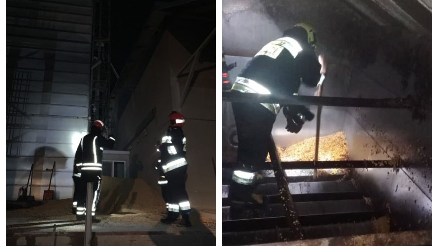 FOTO, VIDEO Depozit de uscare a cerealelor din Leova, cuprins de flăcări. Au intervenit șase echipaje de pompieri