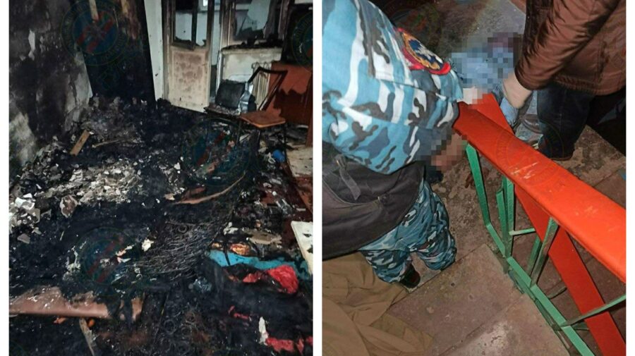 FOTO TRAGIC! Cadavrul unui bărbat, evacuat de pompieri dintr-un apartament