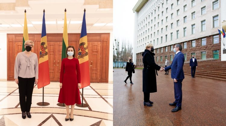 FOTO „Un picior la Parlament și altul la Președinție”. Prim-ministra Lituaniei i-a vizitat pe Grosu și pe Sandu