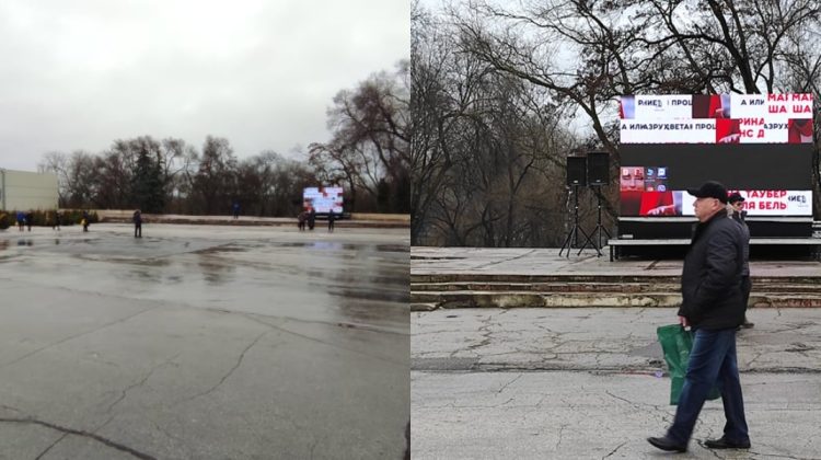 FOTO/VIDEO Șuieră vântul la Bălți. În scurt timp ar urma să înceapă protestul organizat de Tauber