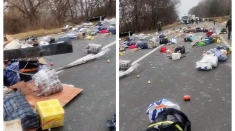 VIDEO Impact teribil la Edineț! Zeci de colete, distruse și împrăștiate pe traseu