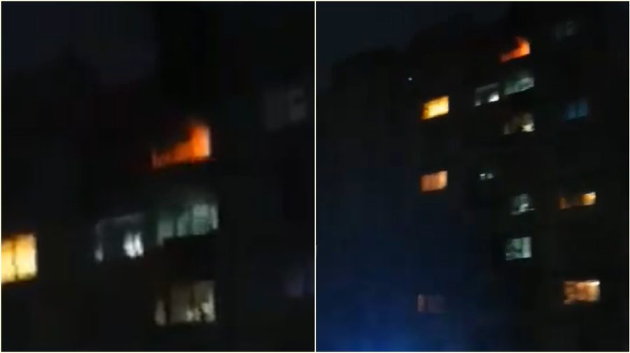 VIDEO Trei echipaje de pompieri luptă pentru a stinge flăcările în apartamentul unui bloc din capitală