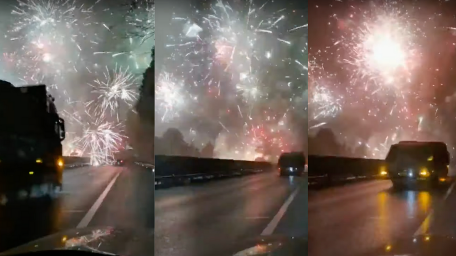 VIDEO Un camion încărcat cu focuri de artificii, accidentat pe o autostradă! Ce a urmat a șocat toți șoferii