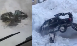 VIDEO Incompetență sau indiferență? Într-un oraș din Rusia, zeci de mașini au fost avariate în timpul deszăpezirii