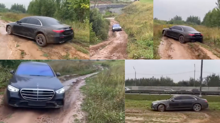VIDEO Off-road cu un Mercedes de peste 100.000 euro! Cum arată limuzina după ce a râmat prin noroi