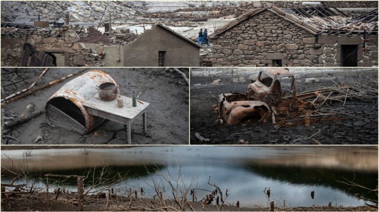 FOTO Așa arată efectele secetei din Spania! Un „sat fantomă” a ieşit de sub ape după 30 de ani