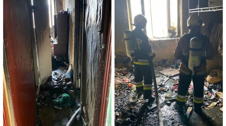 FOTO Proprietarul unui apartament din Căușeni, spaima vecinilor! A incendiat o parte din lucrurile aflate în interior