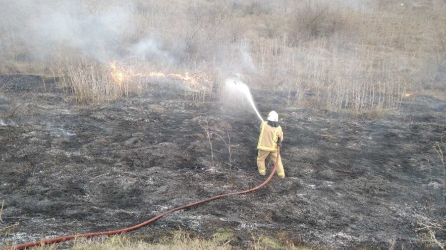 FOTO Un incendiu de vegetație a cuprins un teren din raionul Cahul. Pompierii IGSU au intervenit prompt