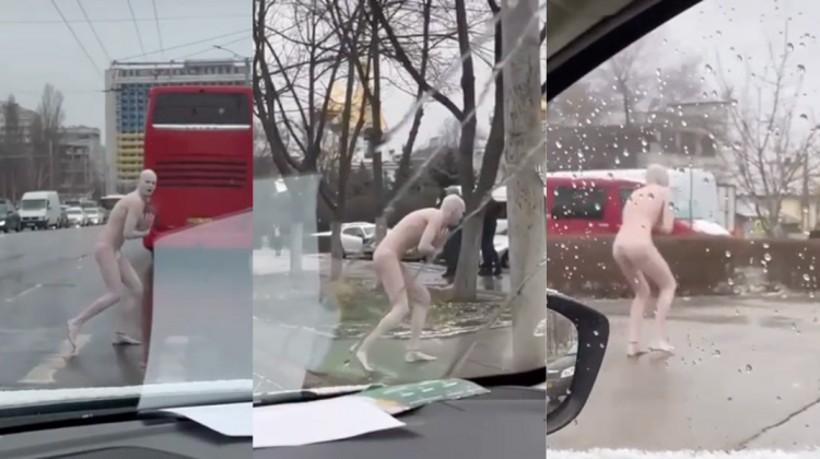 VIDEO Artă pe străzile din Chișinău… sau?! Un moment bizar i-a lăsat astăzi mască pe trecători