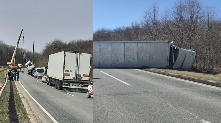FOTO Camionul care s-a răsturnat două zile în urmă traseul Chișinău-Leușeni, evacuat