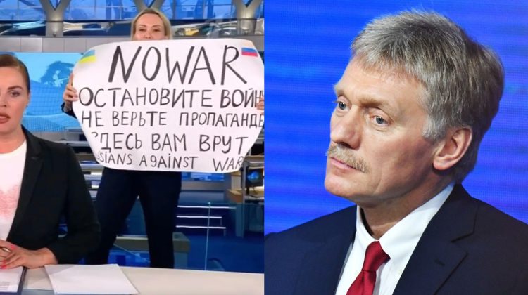 Peskov: Este huliganism. Reacția Kremlinului după protestul în direct al jurnalistei de la Pervîi Canal