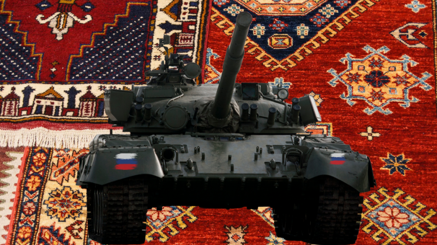 STOP CADRU Camuflaj pentru tancuri sau hoți de covoare? Soldații ruși sunt acuzați că fură tot ce văd în cale