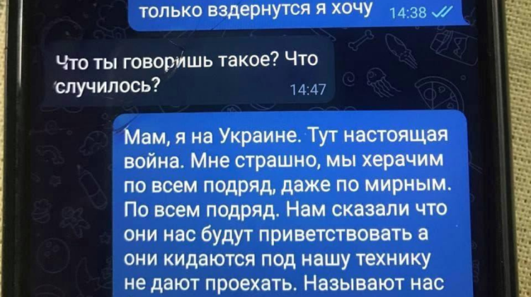 „Mamă, sunt în Ucraina! Tragem în toți, chiar și în civili”. Ultimele mesaje trimise mamei de către un soldat rus