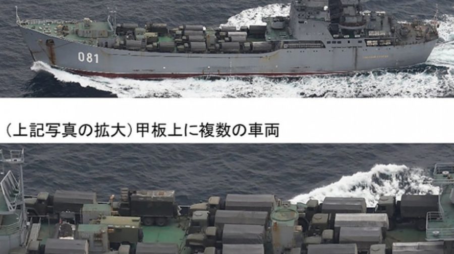 Rușii se mobilizează și „pe apă”. Patru nave de război cu tehnică militară și soldați, observate de japonezi în larg