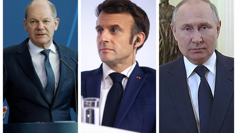 Macron și Scholz au vorbit la telefon cu Putin: Liderii europeni cer încetare imediată a focului în Ucraina