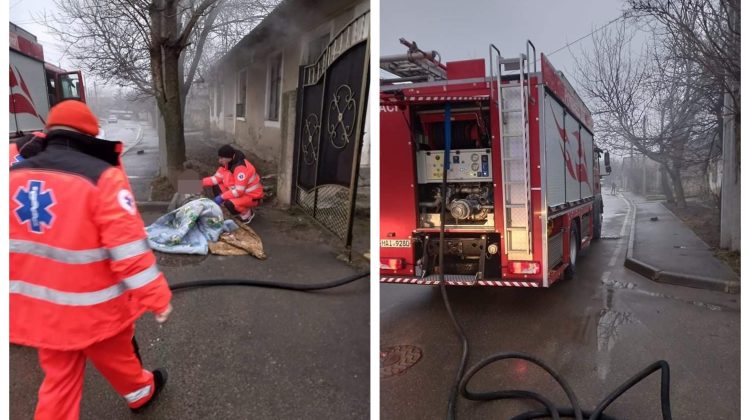 FOTO Ieșea fum dens din interiorul casei. O bătrână din Orhei, salvată de pompieri din „ghiarele” flăcărilor