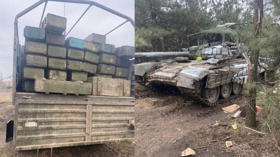 FOTO „Fuga-i rușinoasă, dar sănătoasă”. Militarii ruși au abandonat camioane întregi cu muniții și tancuri