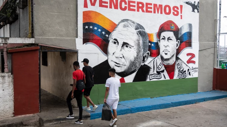 VIDEO Pictură murală pro-Putin, realizată într-un cartier din Caracas: Vrem să mulțumim Rusiei