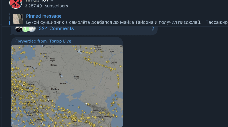 Avioanele ocolesc Moldova pe o rază de 100KM – FALS distribuit masiv pe canalele de Telegram