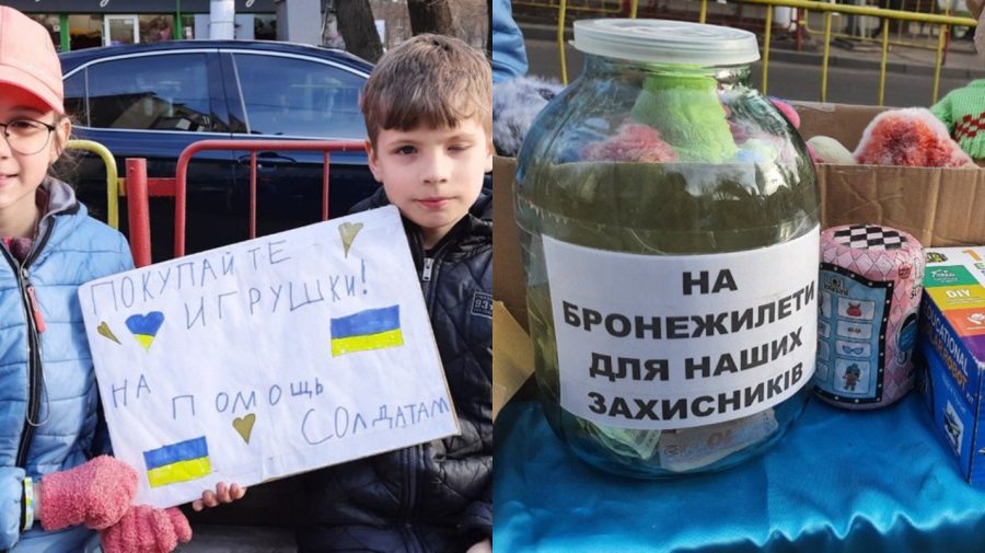 FOTO „Cumpărați jucării pentru a ajuta armata”. Povestea copiilor din Odesa care adună bani pentru veste antiglonț