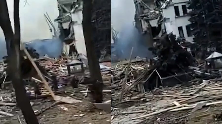 VIDEO „E tot mai aproape. Fugim! Doamne, salvează-ne”. Primele clipe după bombardarea teatrului dramatic din Mariupol